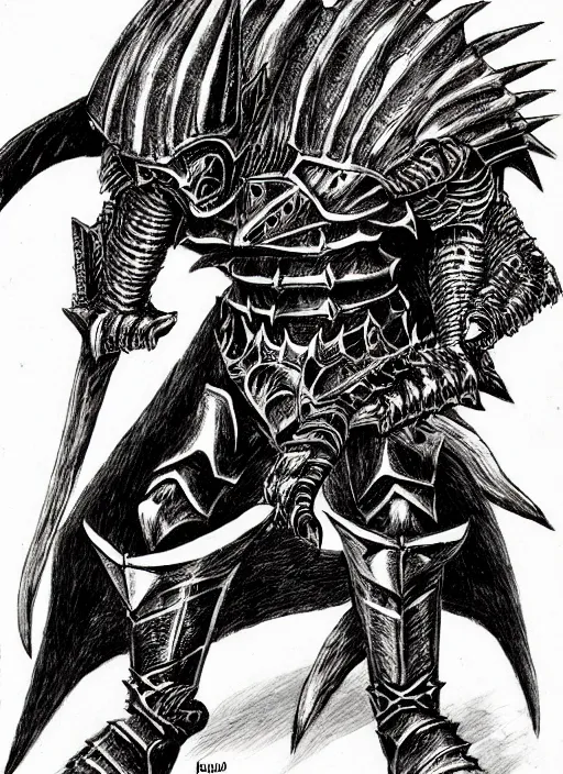 Image similar to demon wolf armored knight by kentaro miura