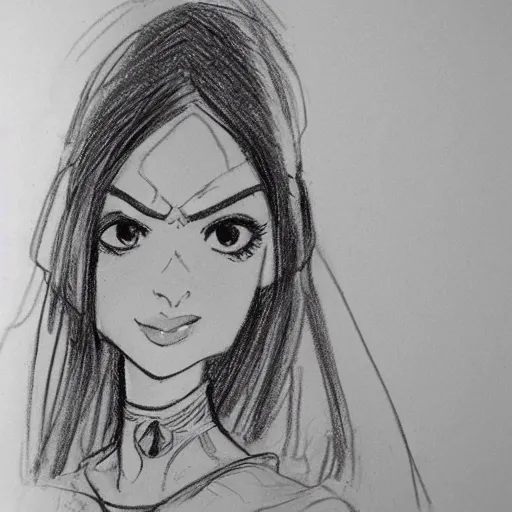 Image similar to milt kahl sketch of victoria justice as princess padme from star wars episode 3