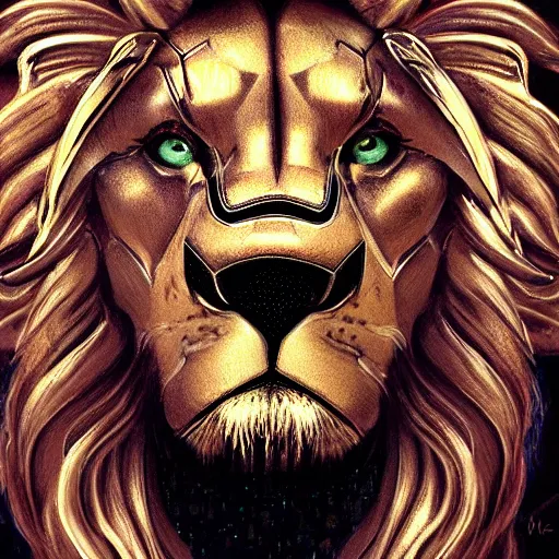 Image similar to Very very very very highly detailed epic zoom out photo of face with lion venetian mask, intricate, dystopian, sci-fi, extremely detailed, digital painting, artstation, concept art, smooth, sharp focus, illustration, intimidating lighting, incredible art by Artgerm and Vincent di Fate