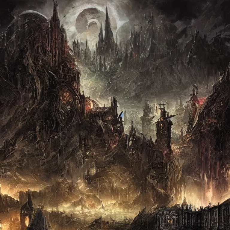 Image similar to the night of doom, despairpunk, dark world, wallpaper fantasy art