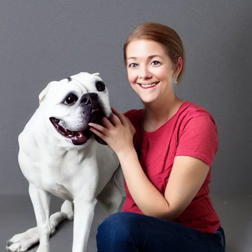 Prompt: studio portrait of a person with their pet dog that looks exactly like them, 8 k, ultra realistic