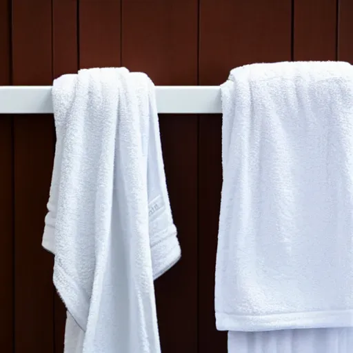 Prompt: a bathrobe on a towel rack