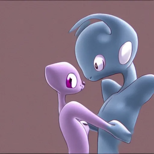 Prompt: mewtwo and mew