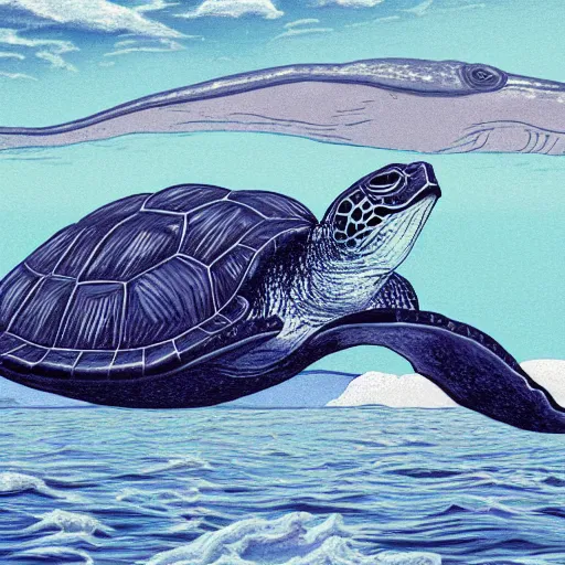 Prompt: a turtle on a whale, photorealistic