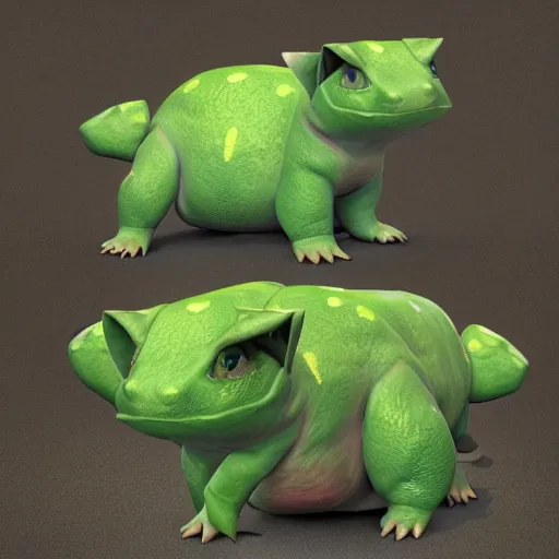 Image similar to hyperrealistic bulbasaur, stunning 3 d render inspired by istvan sandorfi & greg rutkowski & mike judge, perfect symmetry, dim volumetric cinematic lighting, 8 k octane comprehensive render, extremely mega hyper - detailed and lifelike attributes & atmosphere, intricate, realistic flesh texture, masterpiece, artstation, stunning,