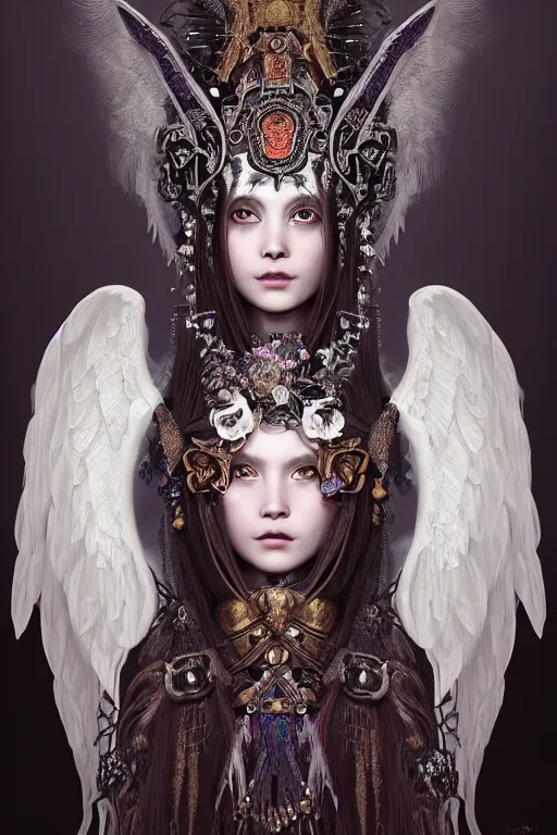 Image similar to A masterpiece ultrarealistic portrait of a Irristible angel princess tribal-shaman-knight-witch-ghost with Skull Iron mask. baroque renaissance girl in the night forest. medium shot, intricate, elegant, highly detailed. trending on artstation, digital art, by Stanley Artgerm Lau, WLOP, Rossdraws, James Jean, Andrei Riabovitchev, Marc Simonetti, Yoshitaka Amano. background by James Jean and Gustav Klimt, light by Julie Bell, 4k, porcelain skin.