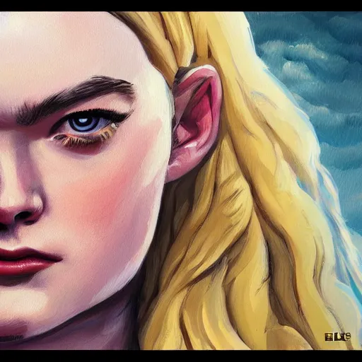 Image similar to comic style portrait painting of elle fanning as a western outlaw, art by erick arciniega, 4 k, comic style, highly detailed, epic lighting