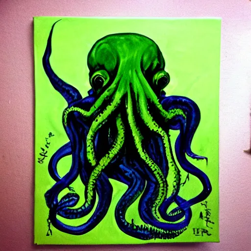 Image similar to Cthulhu painted in the style of Eric Carle