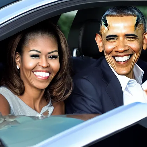 Image similar to obama driving lightning mc queen from disney