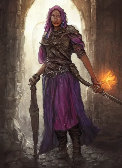 Image similar to female poor beggar on the streets unclean, ultra detailed fantasy, dndbeyond, bright, colourful, realistic, dnd character portrait, full body, pathfinder, pinterest, art by ralph horsley, dnd, rpg, lotr game design fanart by concept art, behance hd, artstation, deviantart, hdr render in unreal engine 5
