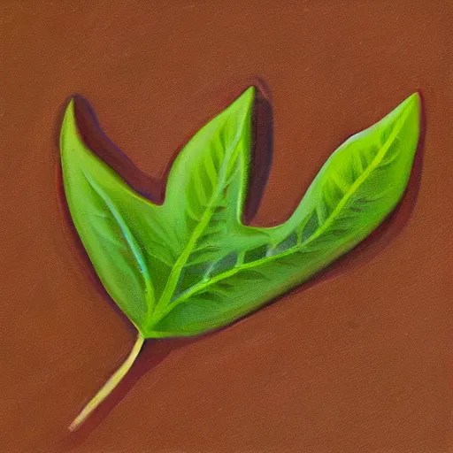 Prompt: detailed painting of a single small seedling on loose fresh earth, reveal its first leaf coming out of the seed. muted colors and natural tones.