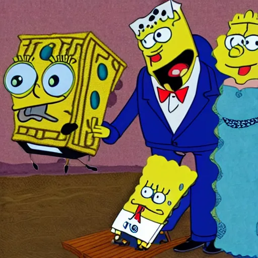 Prompt: the marriage of spongebob and squiward