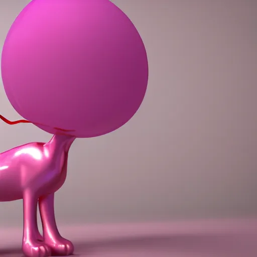 Prompt: 3 d render of a pink balloon dog in a violet room