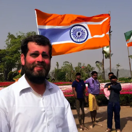 Image similar to Chad in front of Indian Flag