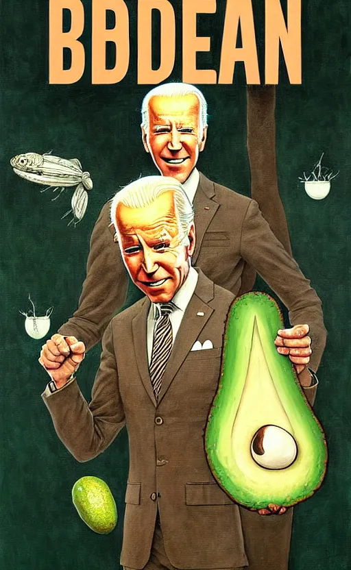 Image similar to joe biden avocado painting propaganda poster by chiara bautista, beksinski and norman rockwell and greg rutkowski weta studio, and lucasfilm