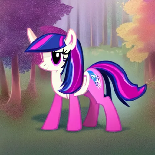 Prompt: photo of feral cryptid wild my little ponies twilight sparkle in the woods