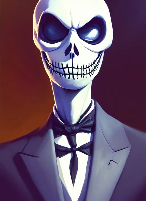 Image similar to portrait of jack skellington, intricate, headshot, key visual, conceptart, ambient lighting, highly detailed, digital painting, artstation, concept art, sharp focus, by makoto shinkai and akihiko yoshida and greg manchess