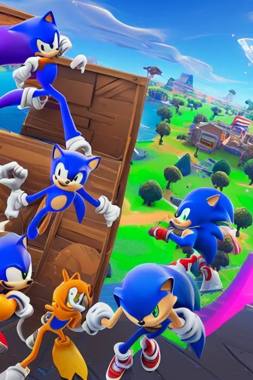 Prompt: sonic in fortnite, fortnite promotion