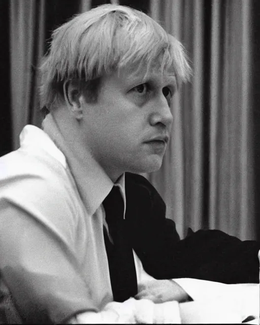 Prompt: a portrait of a 1 9 8 0 s kgb agent looking like boris johnson