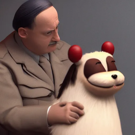 Prompt: hitler as yoohoo fluffy toy, realistic, octane render, trending on artstation, grteg rutkowski