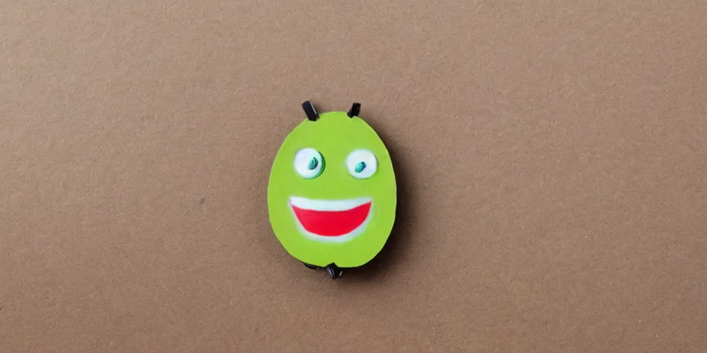 Image similar to cute little smiling avocado robot with cute eyes and forks instead of arms, logo style