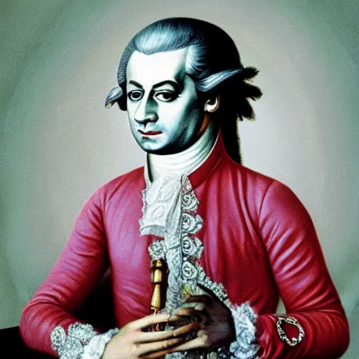 Prompt: award winning photograph of mozart by annie leibovitz