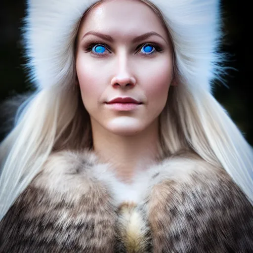 Image similar to photo of a real-life beautiful nordic queen, highly detailed