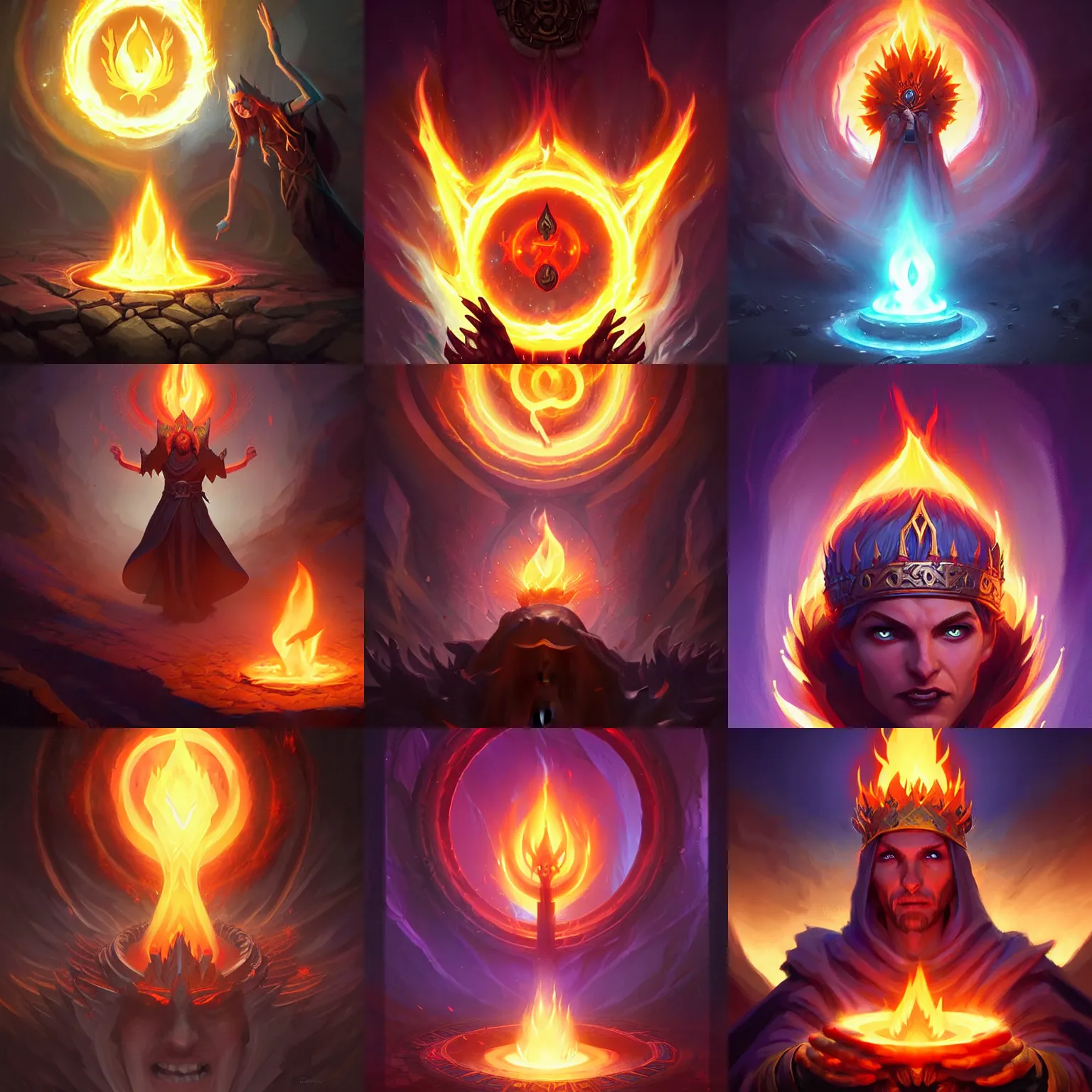 Prompt: holy flame crown spell, no people, hearthstone, digital painting art, fantasy game spell symbol, by damon iannuzzelli and greg rutkowski and esteban diaz