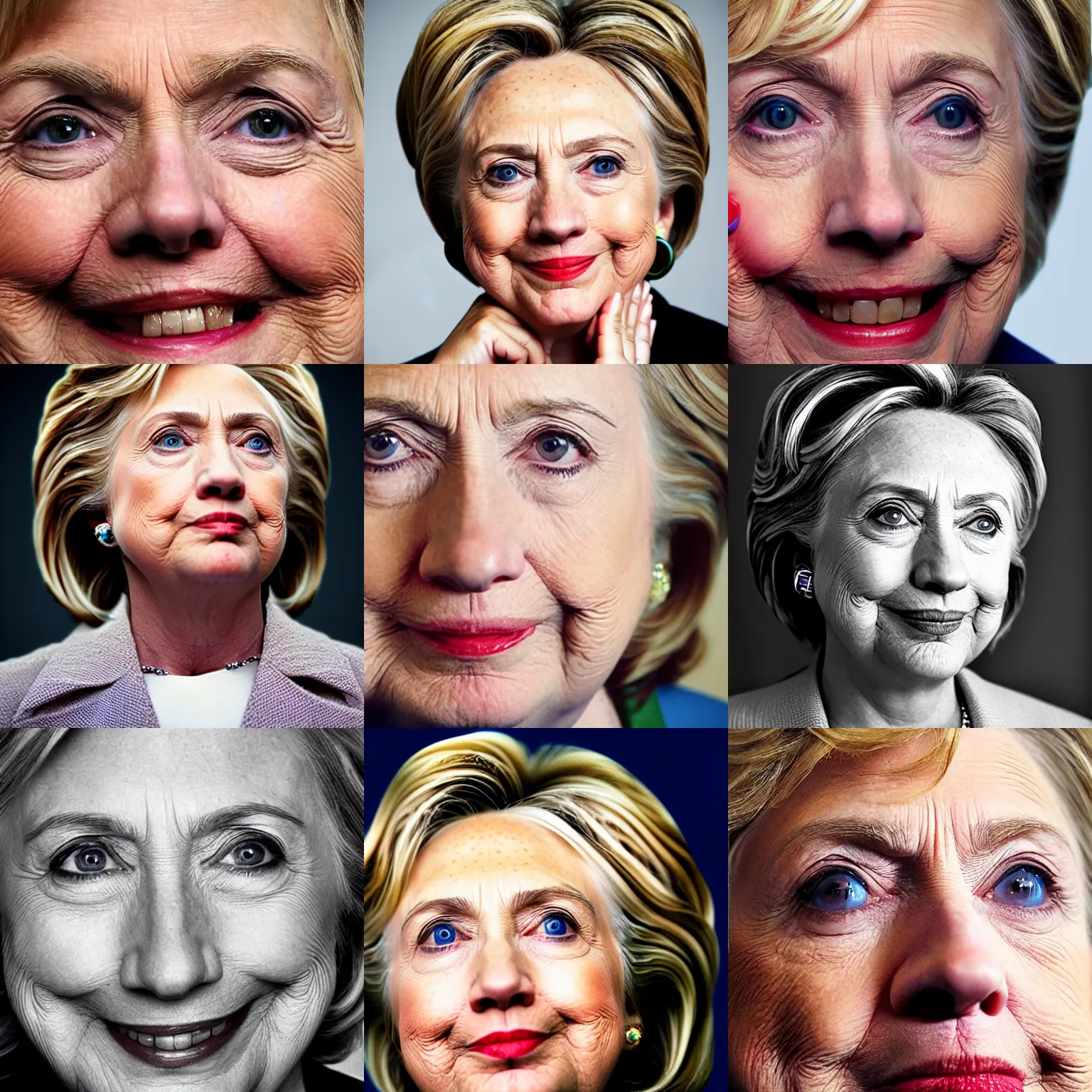 Prompt: close - up photo of hillary clinton by martin schoeller