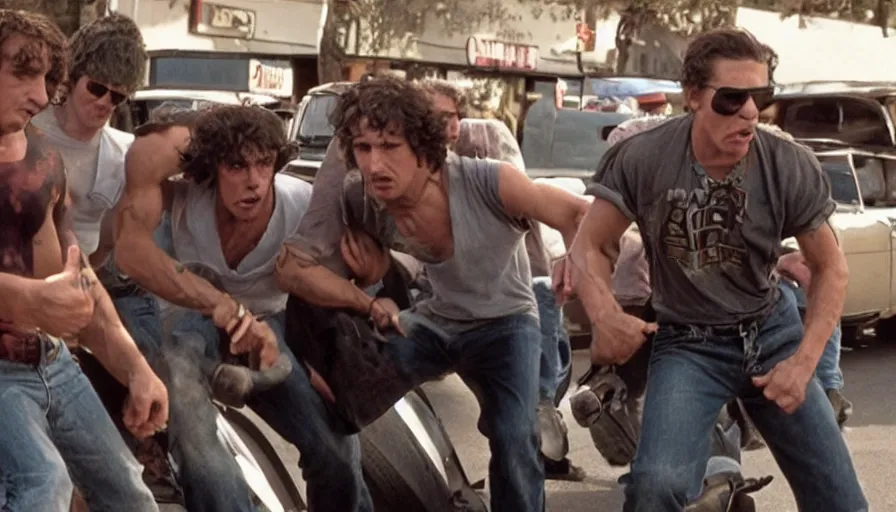 Image similar to movie about hotrod gangs fighting on the streets