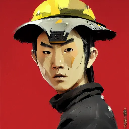 Prompt: ashley wood portrait painting of, a samurai, with mouseketeer hat on, as overwatch character, medium shot, asymmetrical, profile picture, organic painting, dramatic lighting, matte painting, bold shapes, hard edges, 6 0 s french movie poster, french impressionism, palette knife and brush strokes, dutch angle, by huang guangjian and gil elvgren and sachin teng