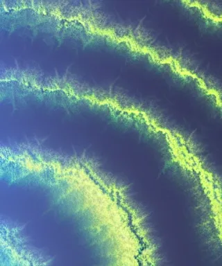 Image similar to An incredible matte photograph of an alien landscape taken from a satellite looking straight down, Nikon D5 Sigma 50–500mm lens, ambient occlusion, volumetric lighting, rtx ray tracing, unreal engine, psychedelic colors, by Vadim Sadovski artstation, Lighting by Charly Vanlaere artstation