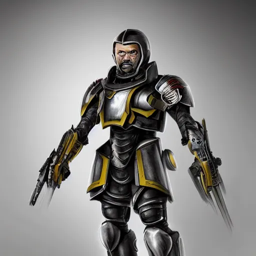 Prompt: photo of rowan atkinson in mandelorian armor, high res, realistic, high detail