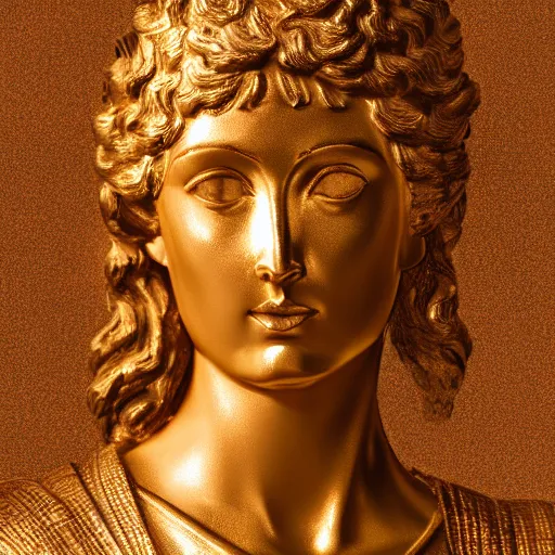 Image similar to beautiful face helen of Troy golden sculpture, dynamic lighting, cinematic, establishing shot, extremely high detail, shining, photo realistic, cinematic lighting, intricate line drawings, 8k resolution