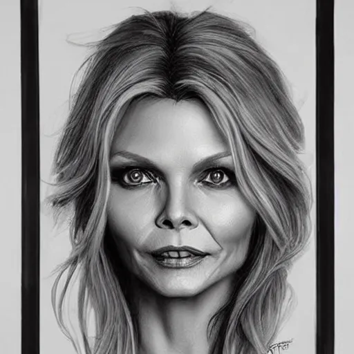 Image similar to amazing lifelike award winning pencil illustration of Michelle pfeiffer trending on art station artgerm Greg rutkowski cinematic