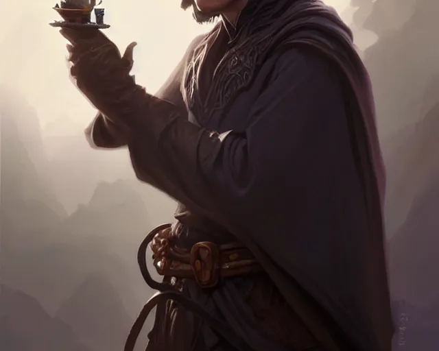 Prompt: young shadow mage male, holding a tobacco pipe, shrouded face, deep focus, d & d, fantasy, intricate, elegant, highly detailed, digital painting, artstation, concept art, matte, sharp focus, illustration, hearthstone, art by artgerm and greg rutkowski and alphonse mucha