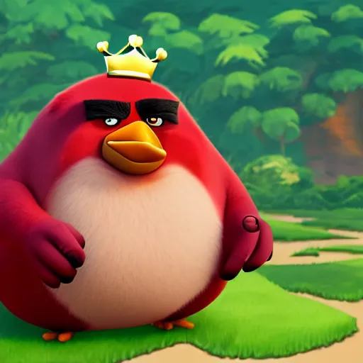 Prompt: A Realistic Photo Of The King Pig From Angry Birds