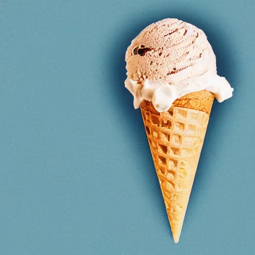 Image similar to earth made of ice cream, in a cone, which is melting under the heat