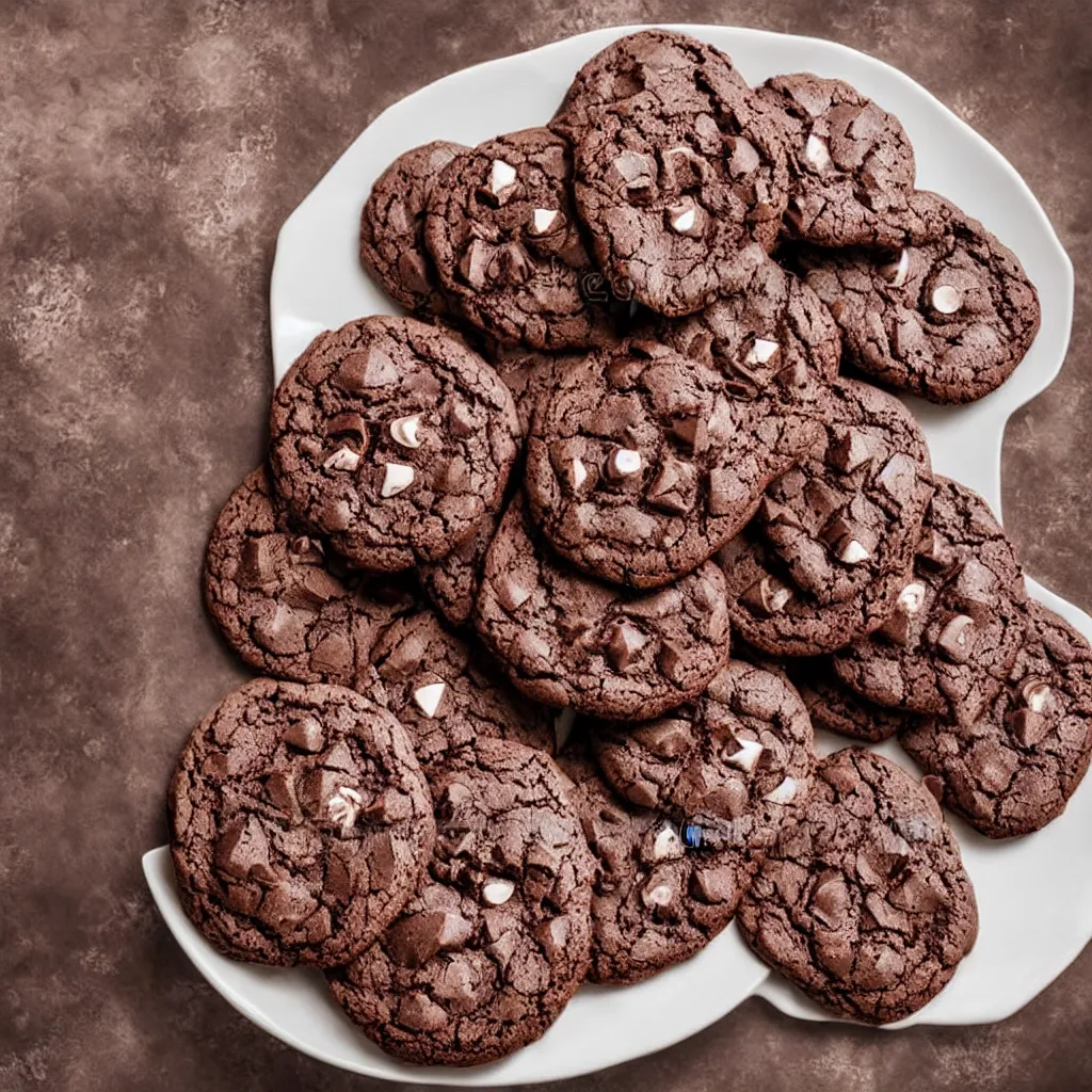 Prompt: A plate of chocolate cookies, stock photography, studio lightning