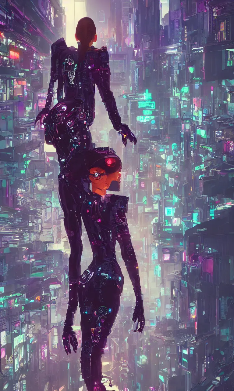 Prompt: zendaya crushing it as a cyberpunk hero standing on the rooftop of cybertown, art poster, full body, t - pose, character design, ambient lighting, 4 k, lois van baarle, ilya kuvshinov, rossdraws, alphonse mucha, jung gi kim, dylan kowalsk, artstation