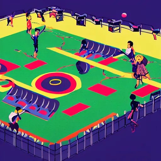 Prompt: a dodgeball arena, video game concept art