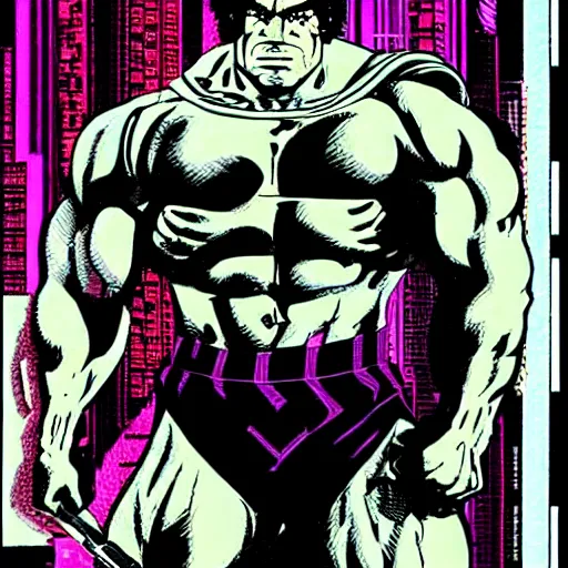 Prompt: lou ferrigno cyberpunk hercules by otomo