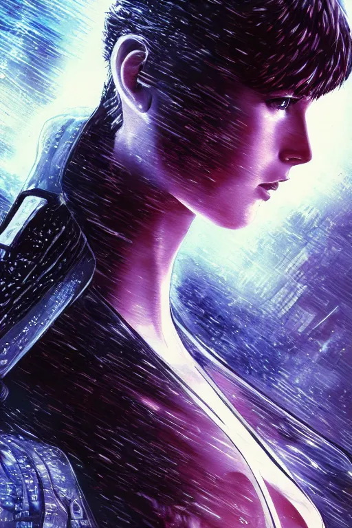 Image similar to white arc-angel with mystic robotic wings, blade runner, akira, ghost in the shell, 2077, ultra detailed, digital art, 8k ,character ,realistic, portrait, hyperrealistic