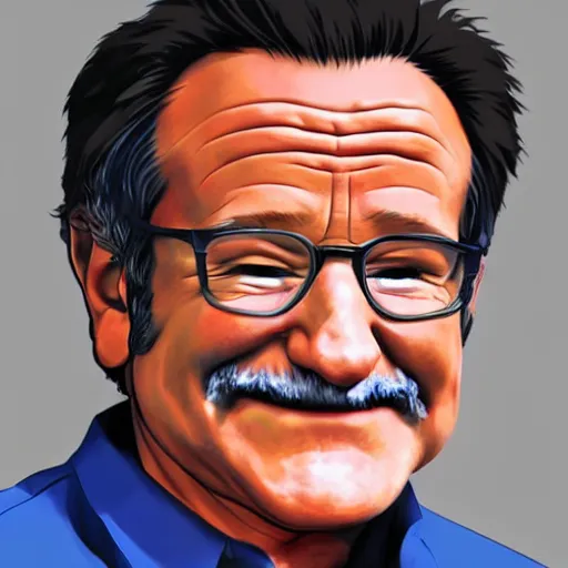 Prompt: illustration of Robin Williams, by Studio Ghibli, 8k, face enhance, sharp focus, concept art, smooth