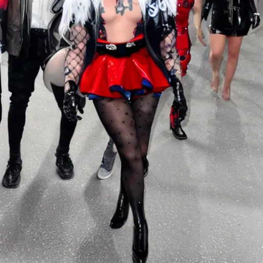 Prompt: Lady Gaga dressed like and looking like Harley quinn