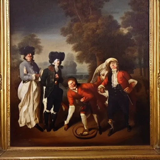 Image similar to me and the boys at 3 am looking for beans, 1 8 th century painting