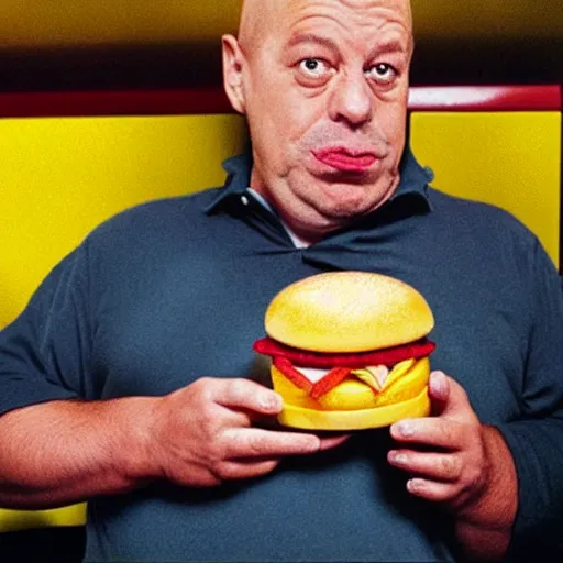 Prompt: Candid portrait photograph of Homer Simpson at McDonalds, taken by Annie Leibovitz