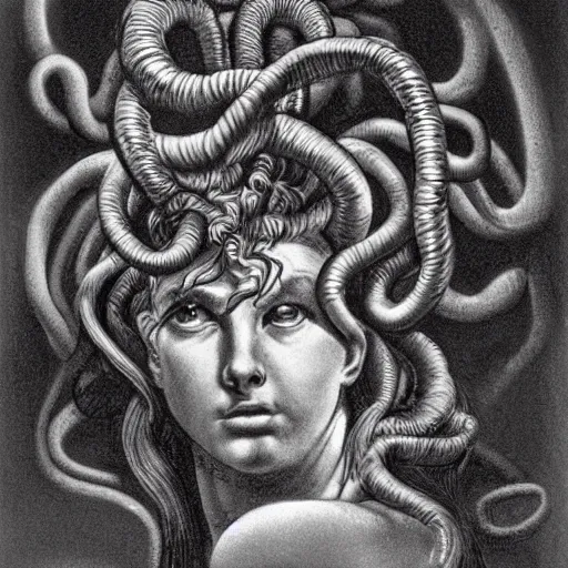 Image similar to sad medusa, chiaroscuro, theatrical, dramatic lighting