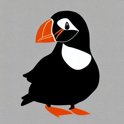 Prompt: flat single tone black vector silhouette of a puffin, pure white background, 4 k resolution