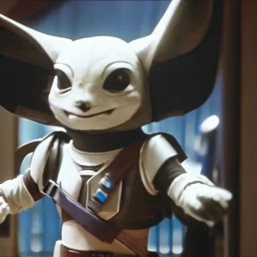 Prompt: a film still of emolga in the mandalorian